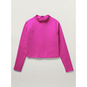 Athleta XS electric fuchsia North Point Crop Rash Guard longsleeve bathing suit